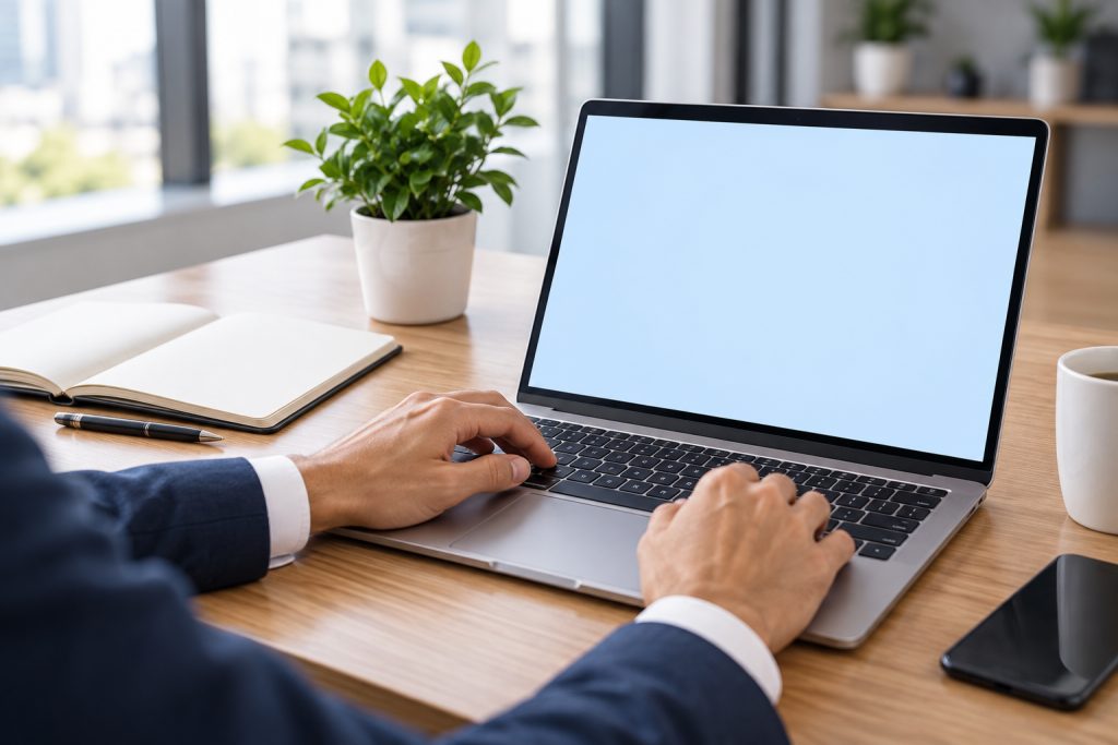 Persona consultando información en una laptop